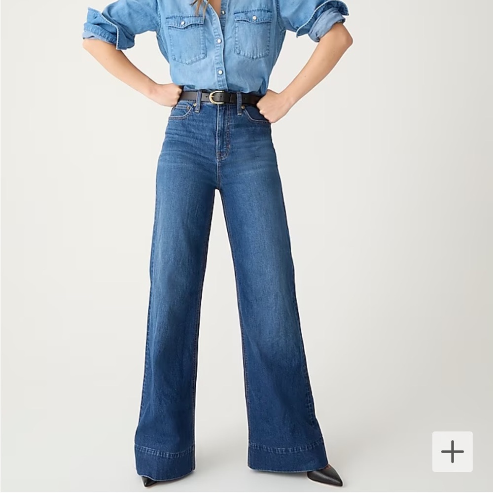 J. Crew Wide Leg Trouser in Wesley Wash